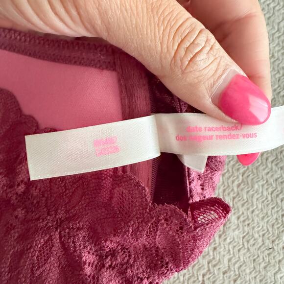 Victoria's Secret PINK Magenta Lace Push Up Date Racerback Bra Size 34D - Picture 3 of 5